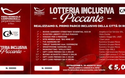 Fiera Mondiale Campionaria del Peperoncino 2022 – Evento solidale: sono già in vendita i biglietti della “Lotteria inclusiva”