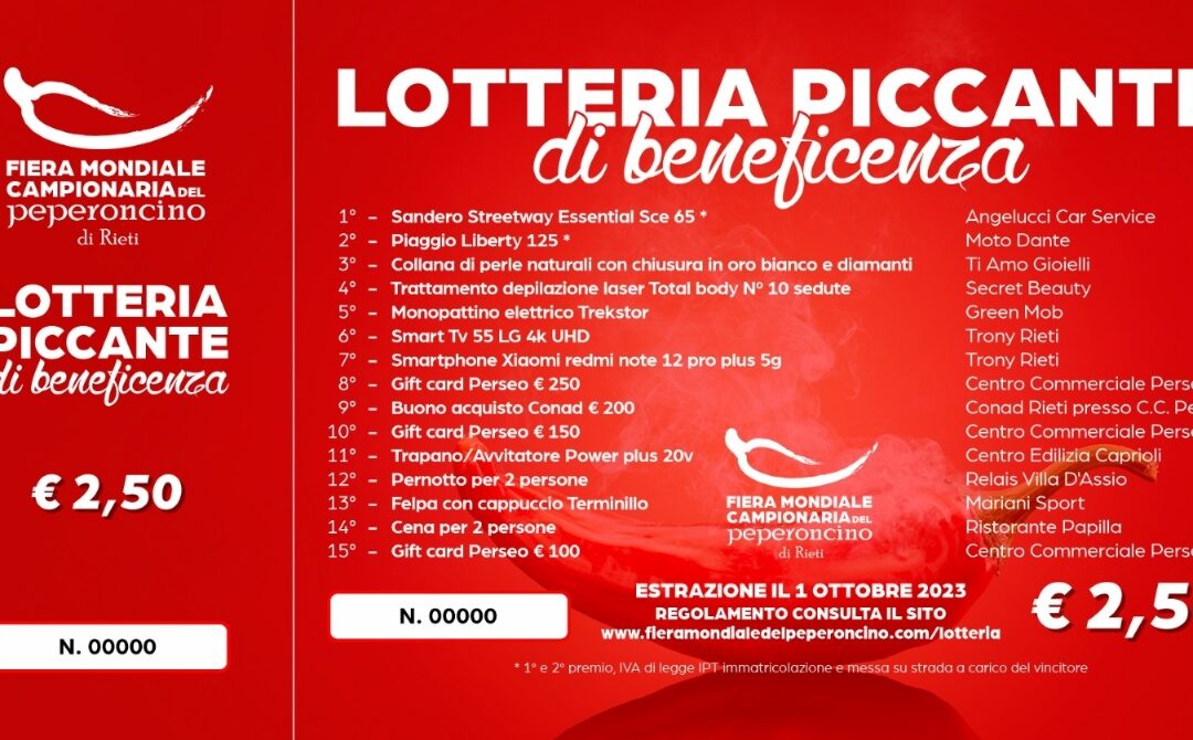 la Fiera del Peperoncino 2023 per il sociale: torna la lotteria di beneficienza